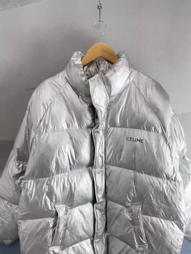 Silver Logo Puffer Jacket by Celine