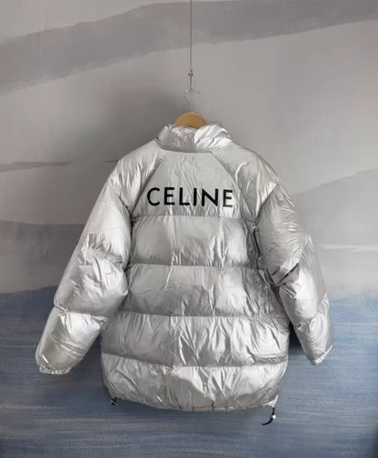 Silver Logo Puffer Jacket by Celine