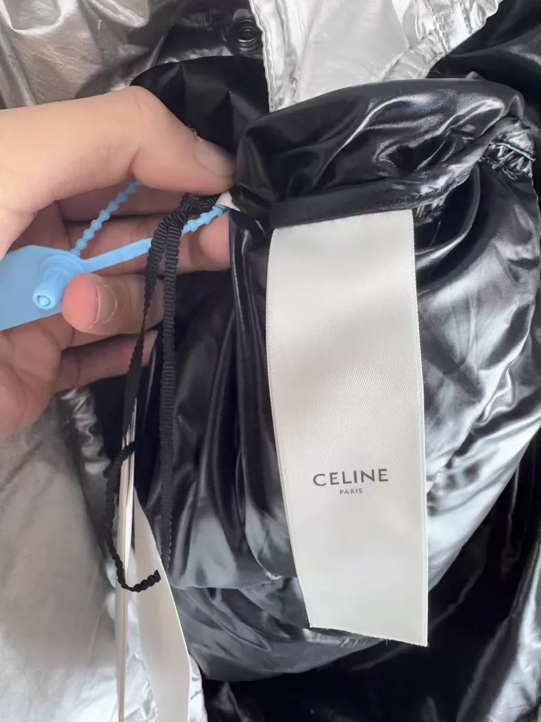 Silver Logo Puffer Jacket by Celine