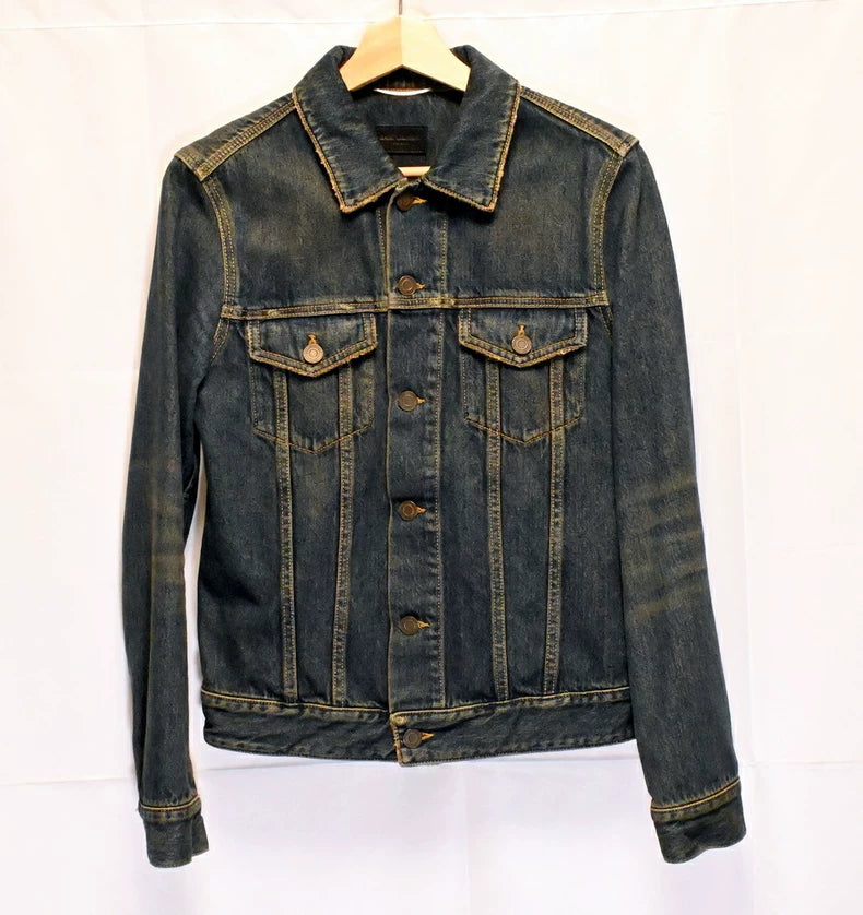 SAINT LAURENT 2015SS Washed Blue Denim Jacket