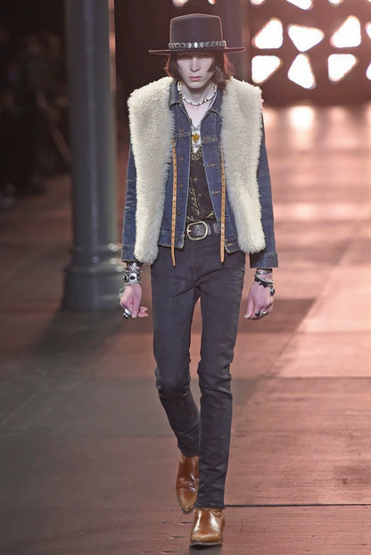SAINT LAURENT 2015SS Washed Blue Denim Jacket