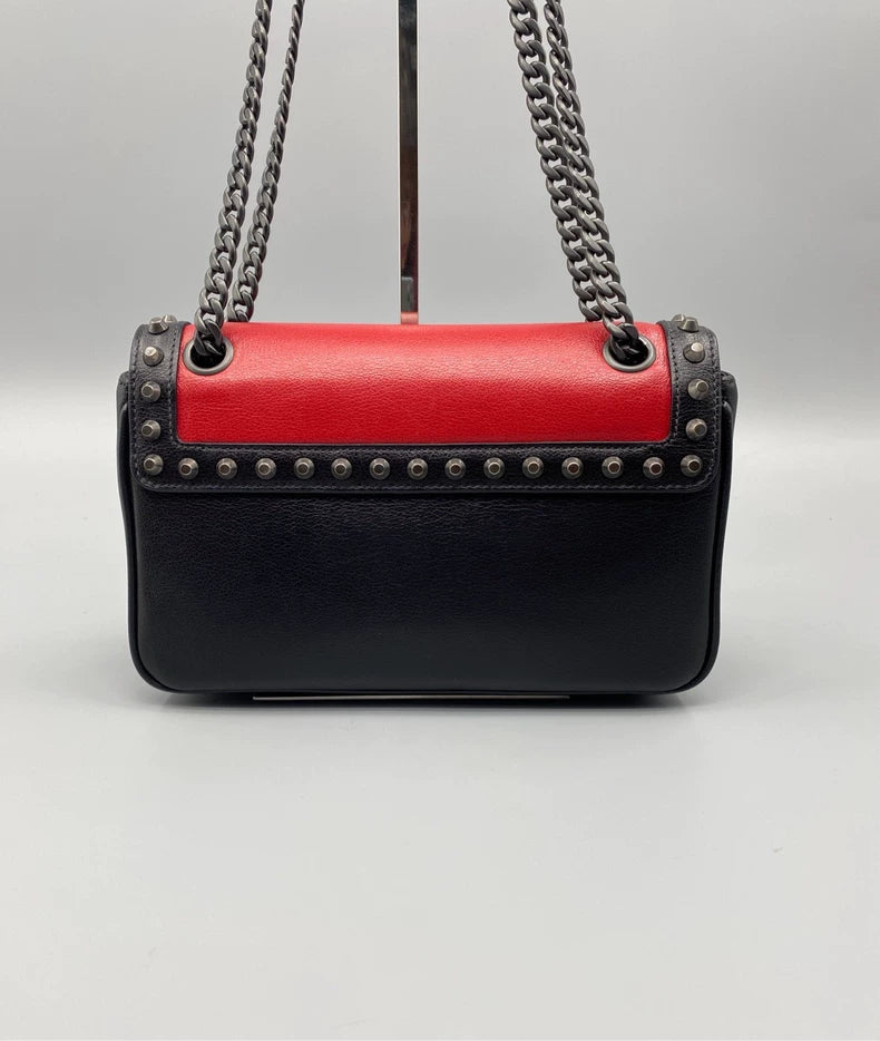 Prada Retro Studded Red and Black Bag