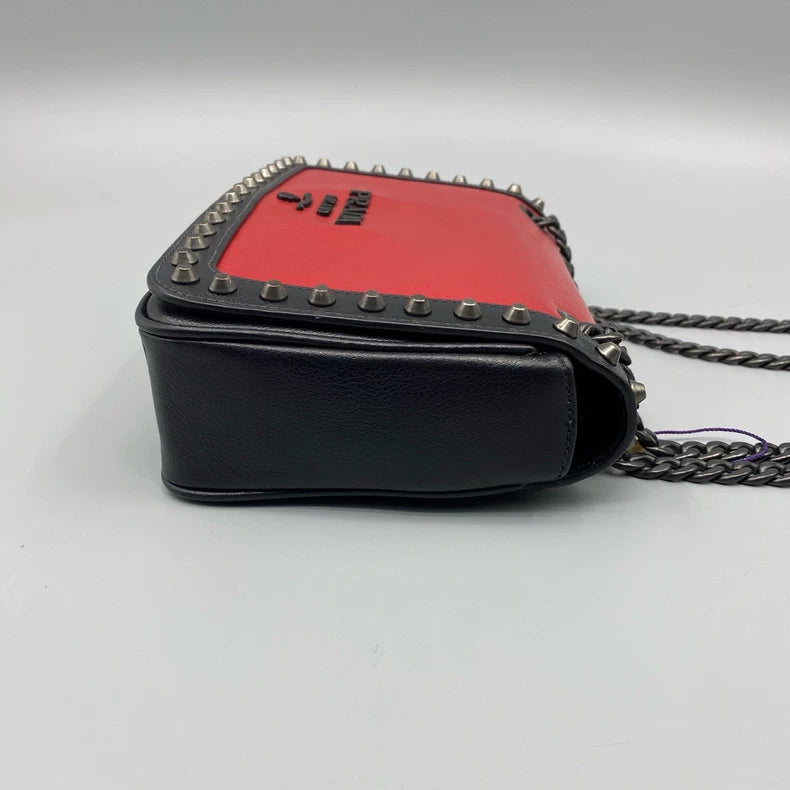 Prada Retro Studded Red and Black Bag
