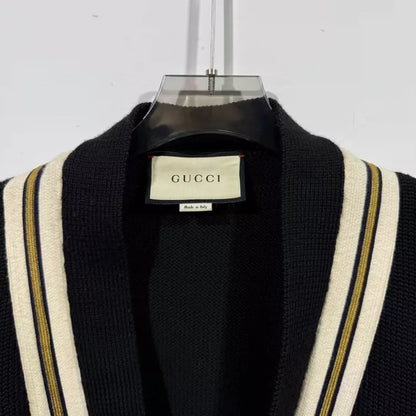 Gucci Black Wool Cardigan with Bee Applique