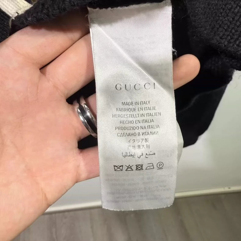 Gucci Black Wool Cardigan with Bee Applique