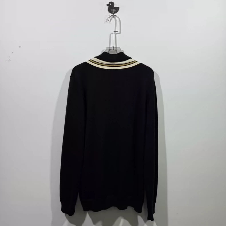 Gucci Black Wool Cardigan with Bee Applique