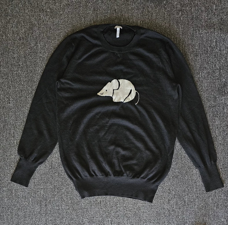 Loewe Men's Wool Knit Sweater with Mouse-yf