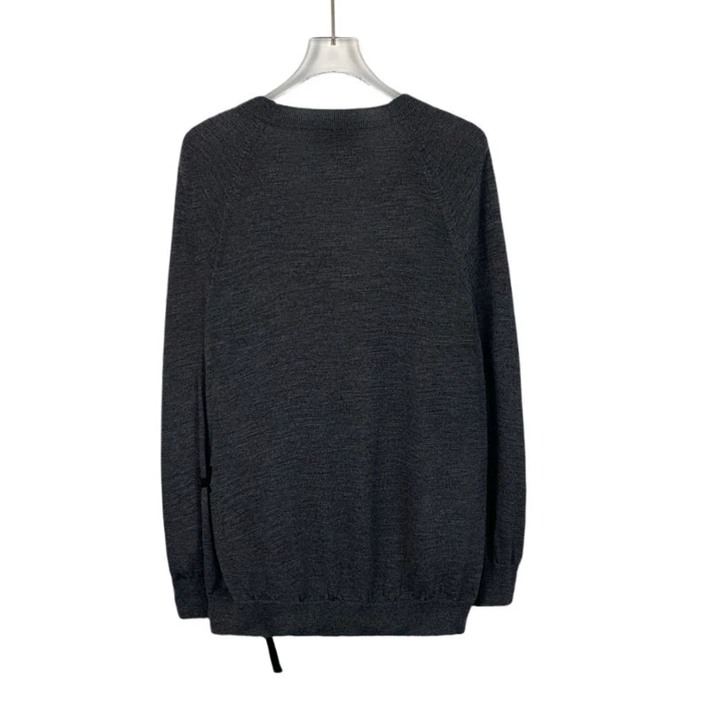 Prada Dark Gray V-Neck Cardigan Sweater