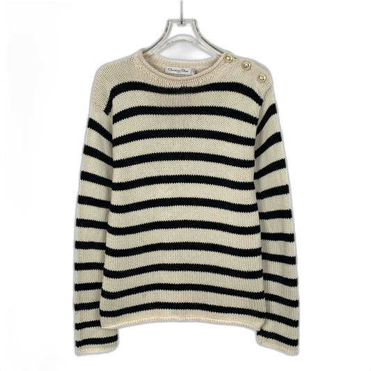 Christian Dior Striped Long Sleeve Knit Sweater