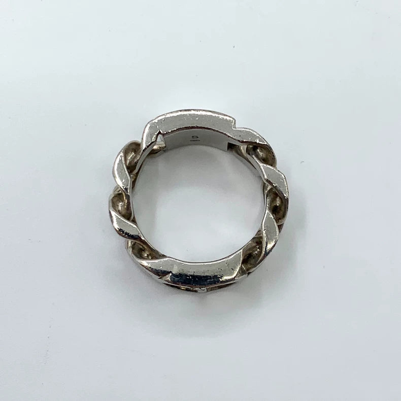 Dior Silver Letter Chain Ring Size S