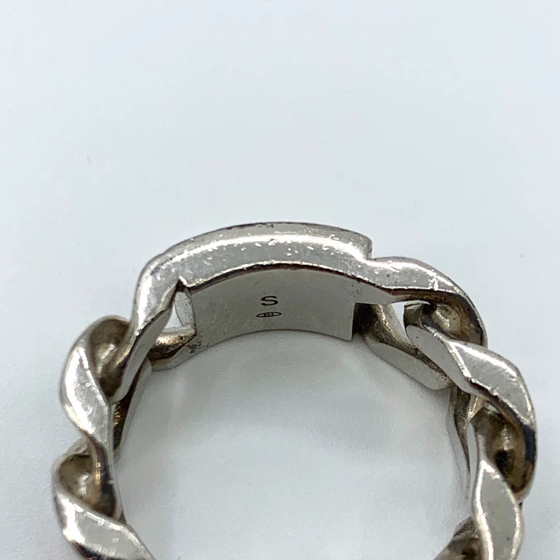 Dior Silver Letter Chain Ring Size S