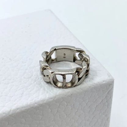 Dior Silver Letter Chain Ring Size S