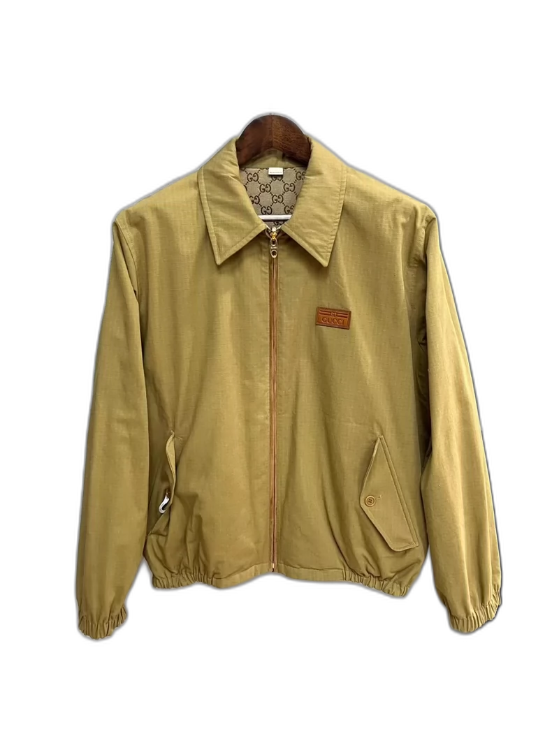 Gucci Suede Collar Printed Jacket