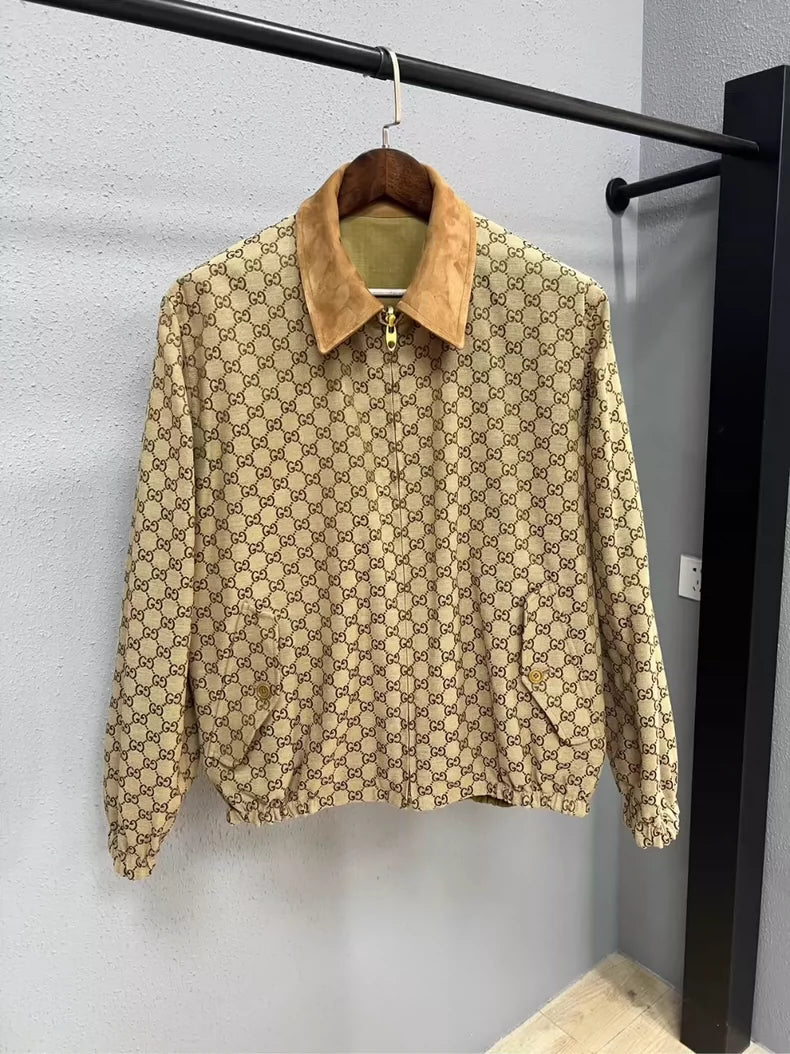 Gucci Suede Collar Printed Jacket