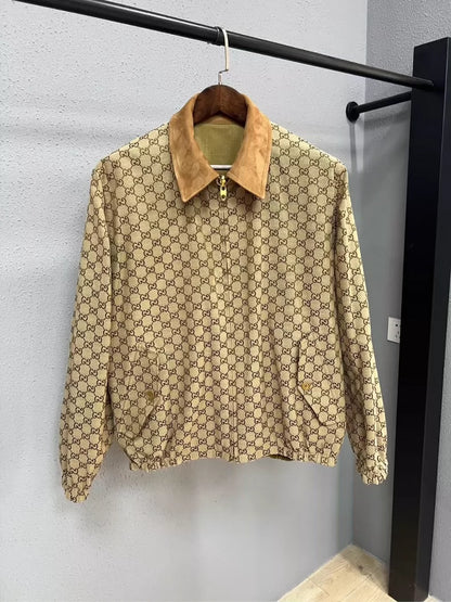 Gucci Suede Collar Printed Jacket