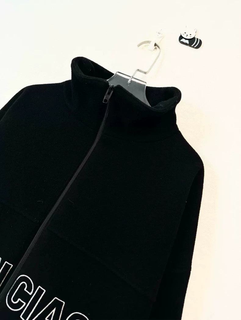 Black Embroidered Wool Jacket by Balenciaga