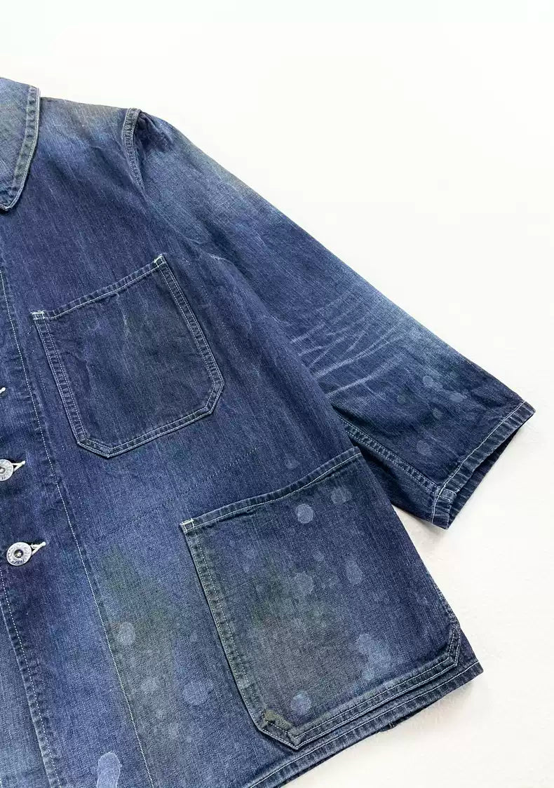 VISVIM BUCKY COVERALL DRY DEN IM Splash-ink denim jacket