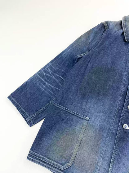 VISVIM BUCKY COVERALL DRY DEN IM Splash-ink denim jacket