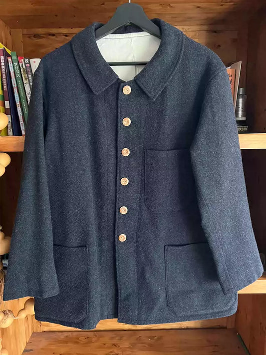 visvim 2017 blue dyed wood button wool coat