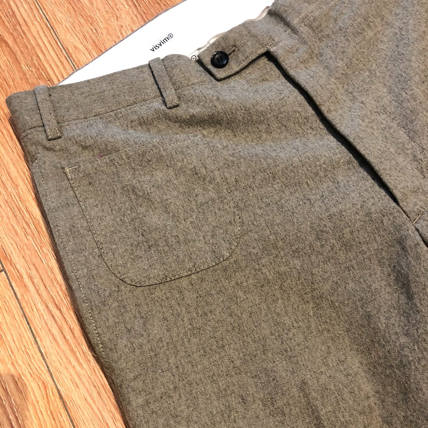 visvim wool khaki classic dress pants