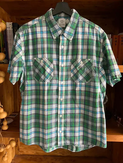 visvim early out-of-print green plaid three-pin short-sleeved shirt