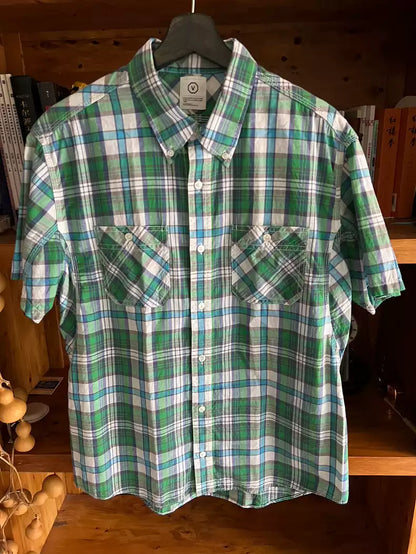 visvim early out-of-print green plaid three-pin short-sleeved shirt