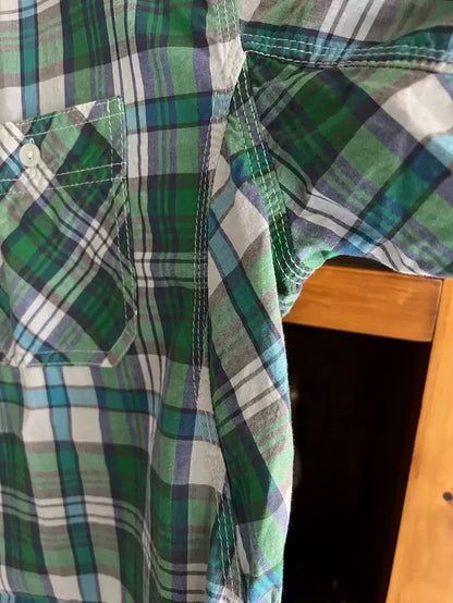 visvim early out-of-print green plaid three-pin short-sleeved shirt