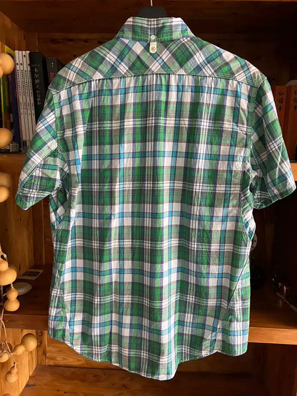 visvim early out-of-print green plaid three-pin short-sleeved shirt