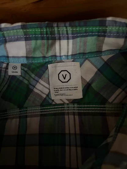 visvim early out-of-print green plaid three-pin short-sleeved shirt