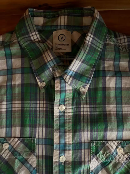 visvim early out-of-print green plaid three-pin short-sleeved shirt