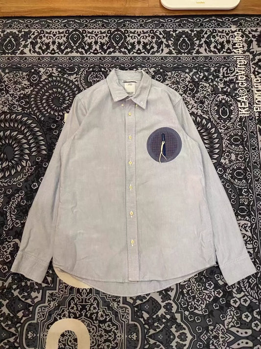 Visvim sky blue checked loop patchwork shirt