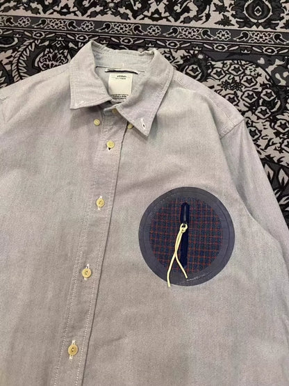 Visvim sky blue checked loop patchwork shirt