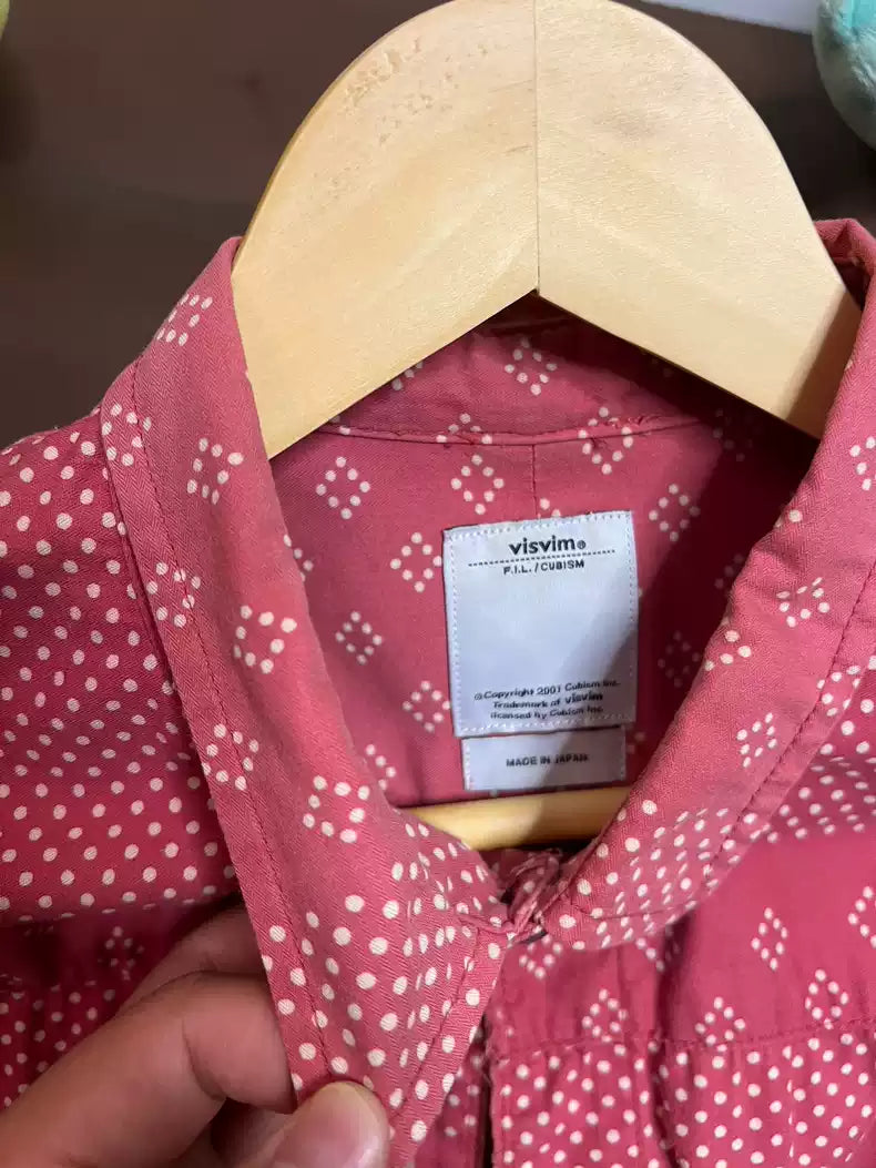 visvim red square shirt