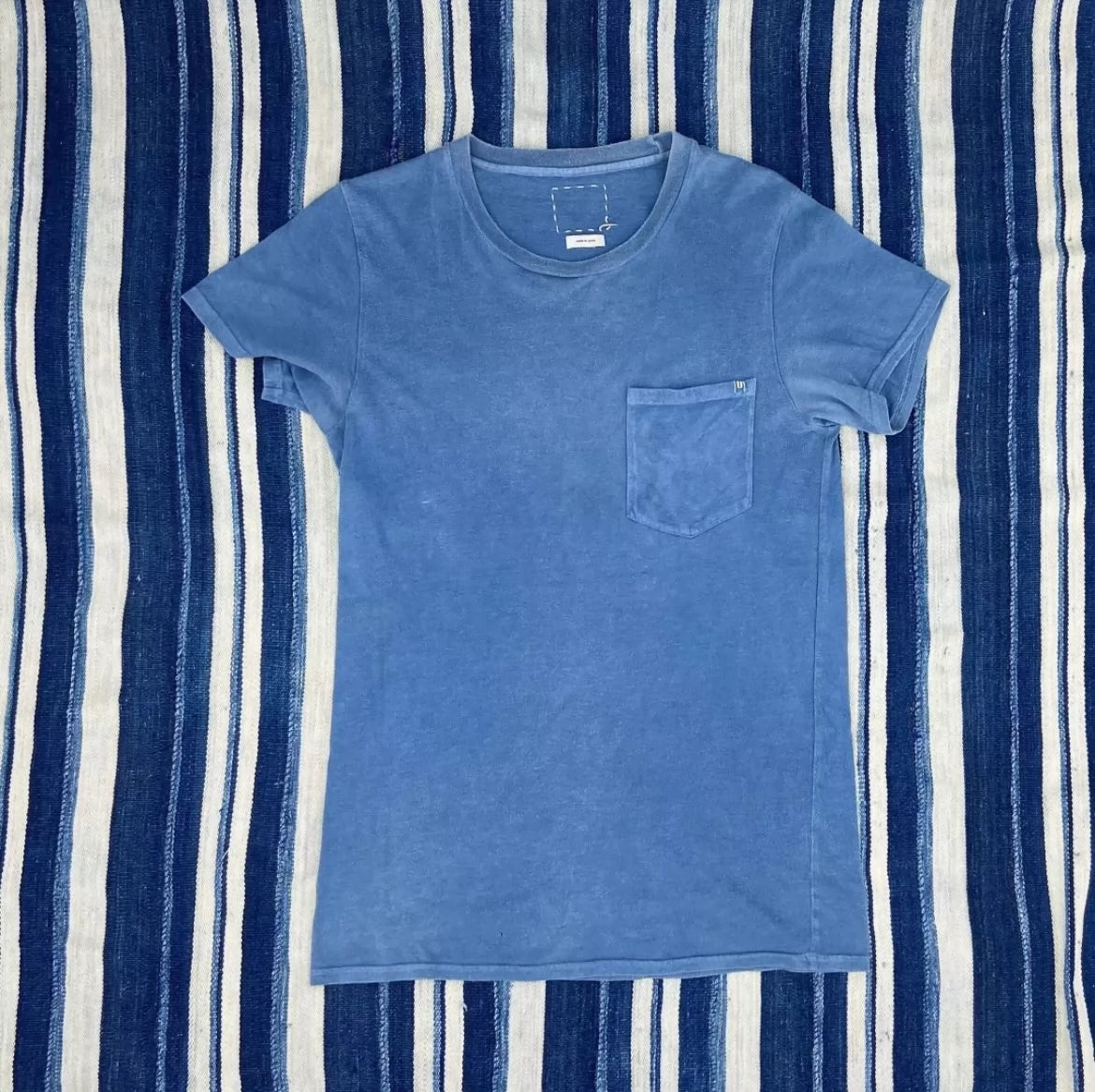 VISVIM INDIGO blue dyed short sleeve T-shirt