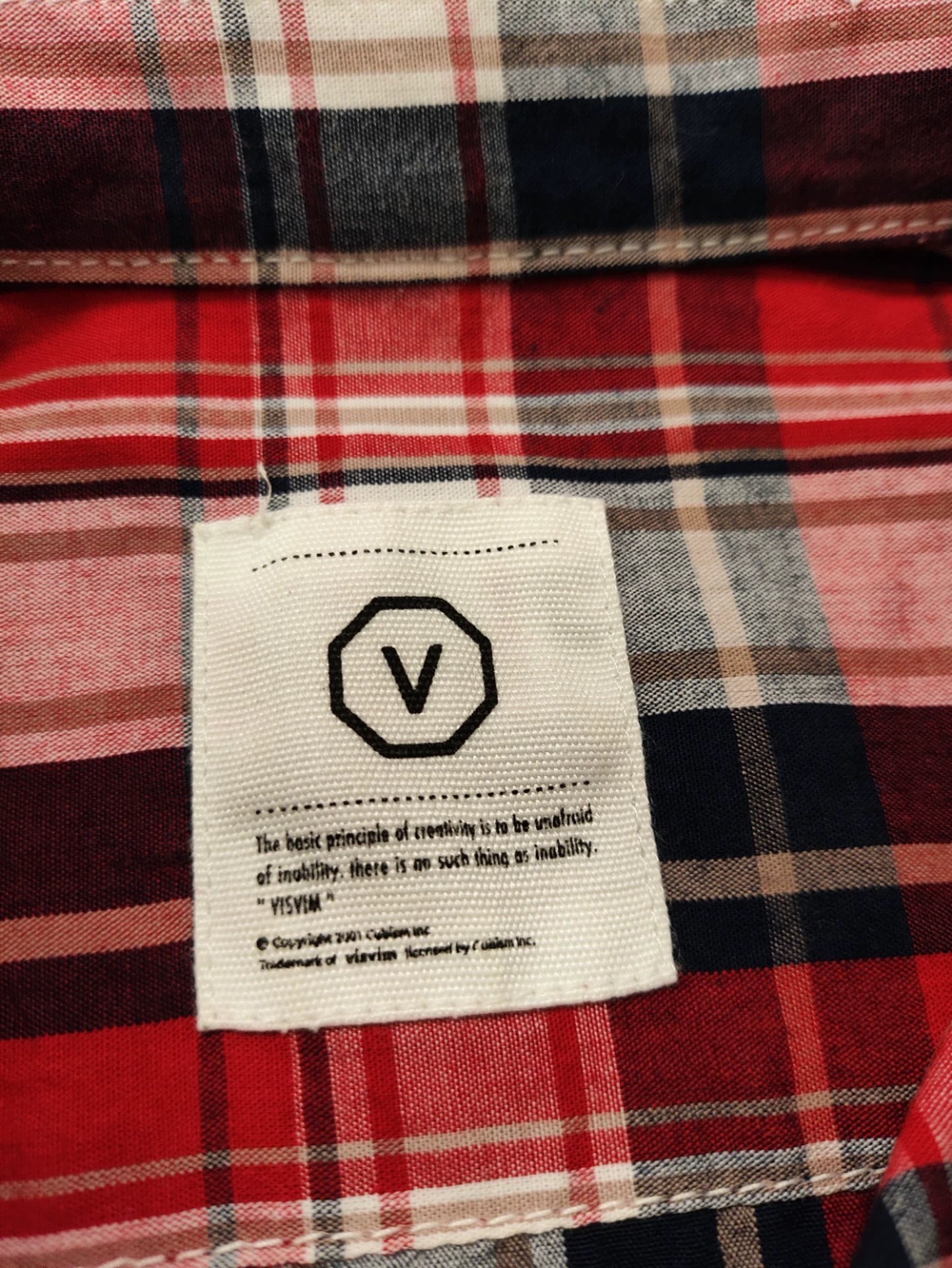 Visvim vintage Original archive red and black and white plaid short-sleeved shirt