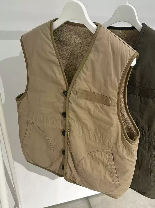 Visvim Natural mud dyed French vegetable tanned wool vest