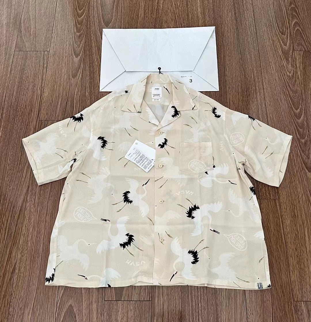 Visvim CROSBY S/S HIKAKU Red-crowned Crane Crane Short Sleeve