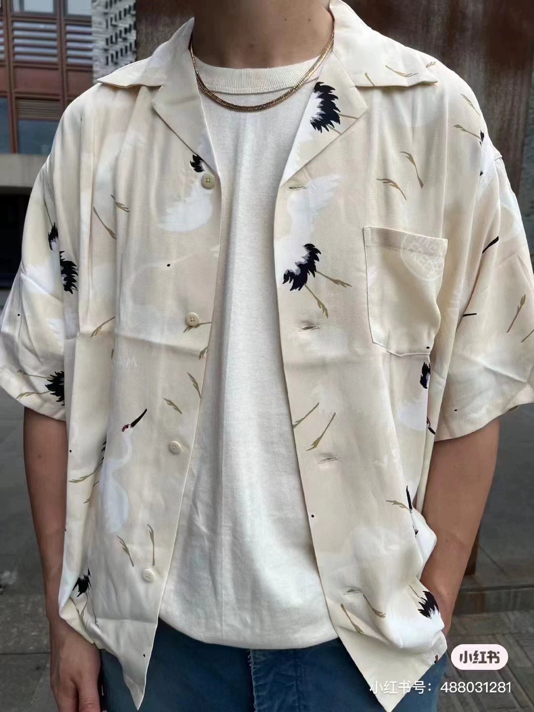 Visvim CROSBY S/S HIKAKU Red-crowned Crane Crane Short Sleeve