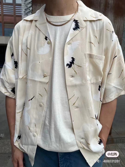 Visvim CROSBY S/S HIKAKU Red-crowned Crane Crane Short Sleeve