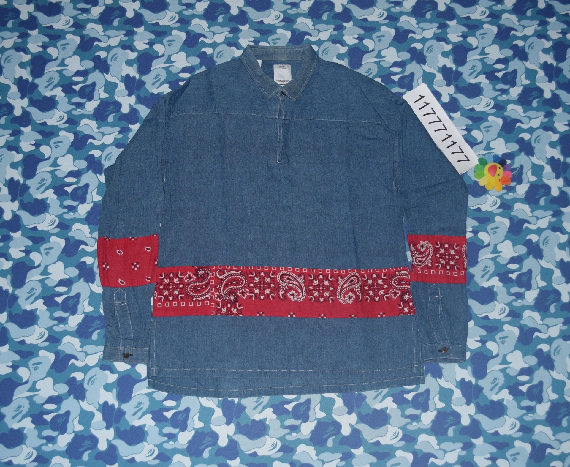 VISVIM KERCHIEF BORDER TUNIC INDIGO