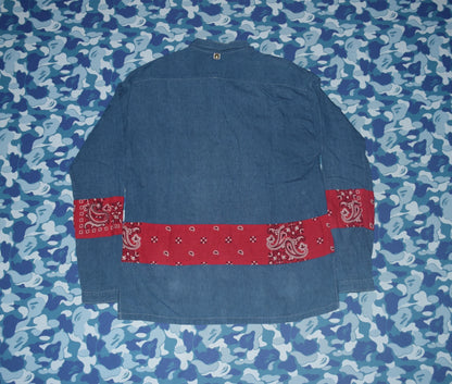 VISVIM KERCHIEF BORDER TUNIC INDIGO