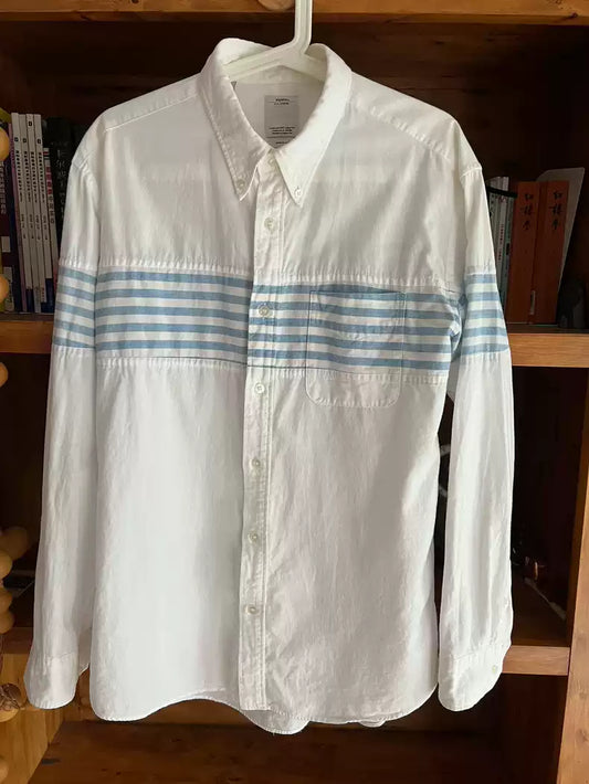 visvim striped color matching long-sleeved shirt