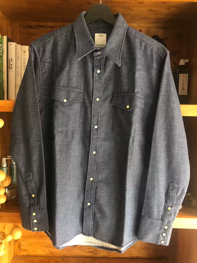 visvim 12aw out of print thick blue dyed denim shirt