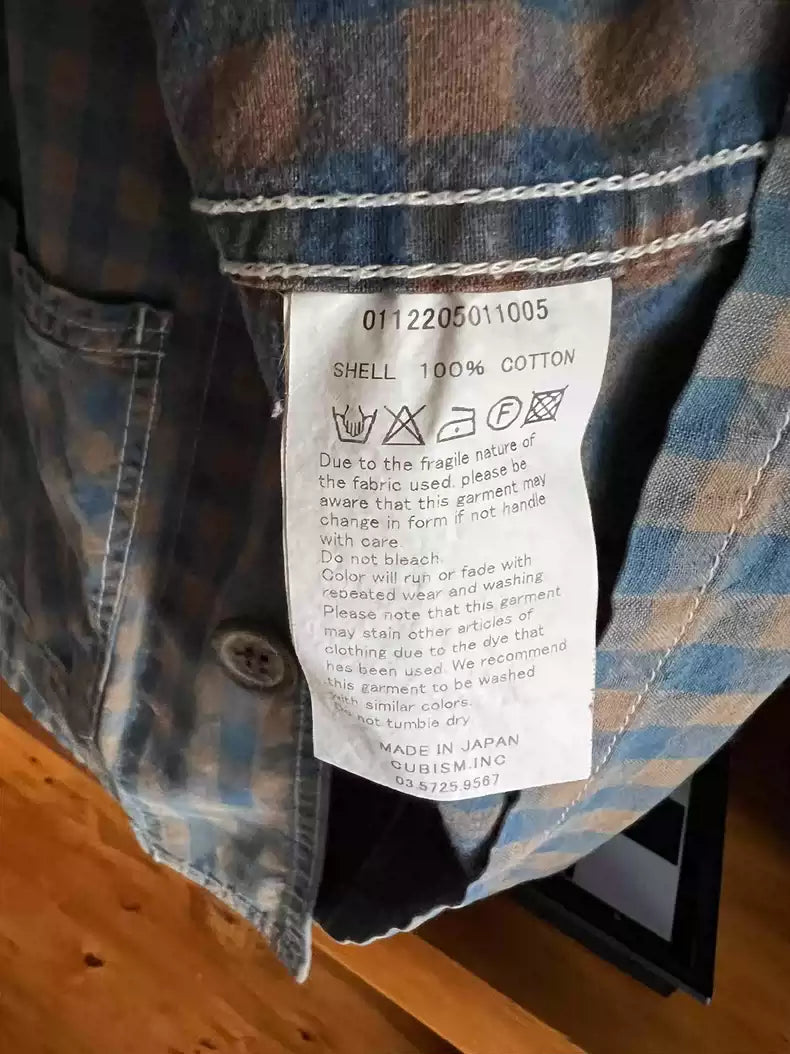 visvim blue checked fire wood button three-bag jacket