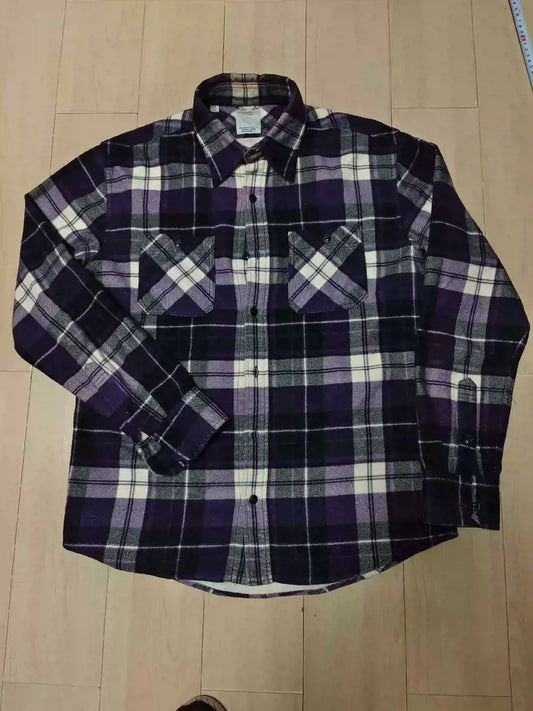 visvim purple plaid flannel shirt