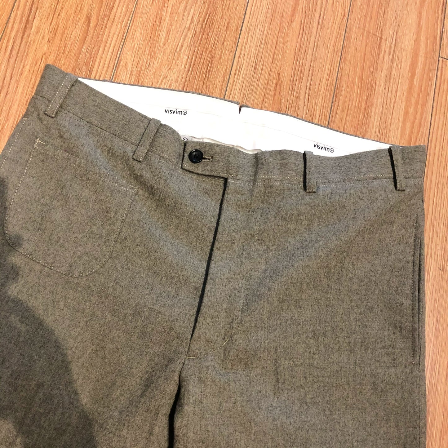 visvim wool khaki classic dress pants