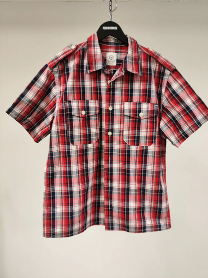 Visvim red black and white plaid casual shirt