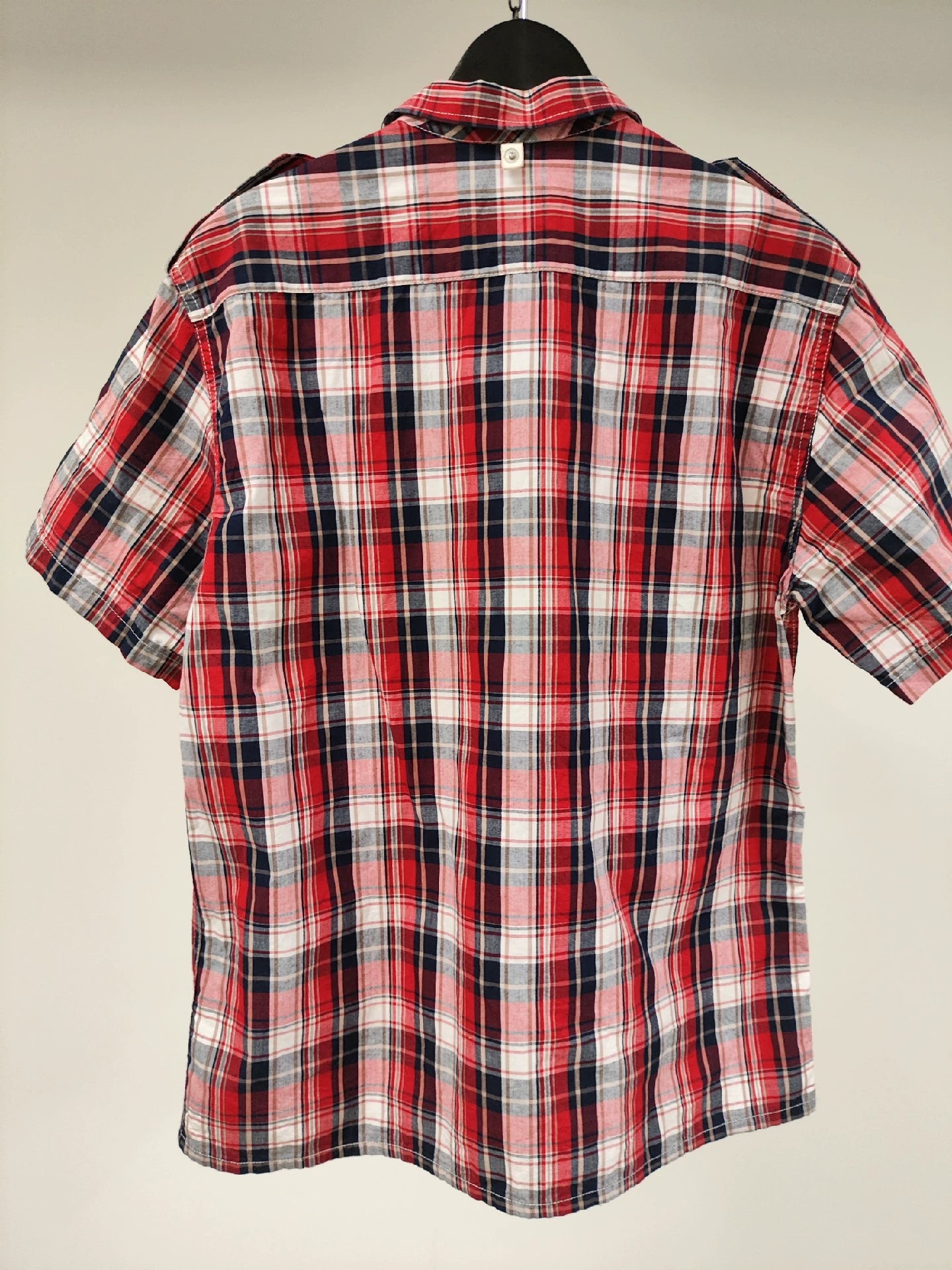 Visvim red black and white plaid casual shirt