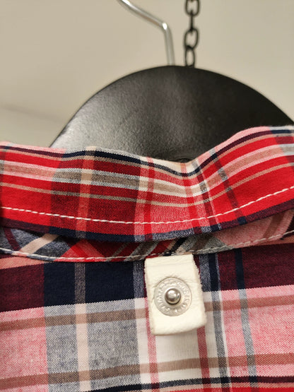 Visvim red black and white plaid casual shirt