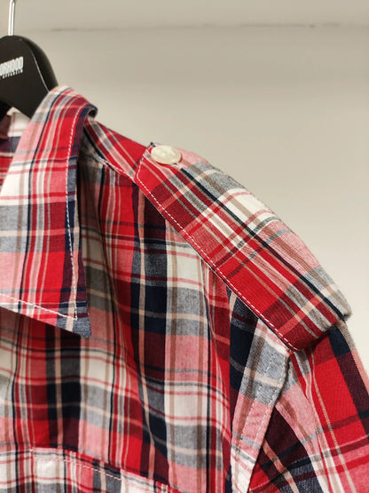 Visvim red black and white plaid casual shirt